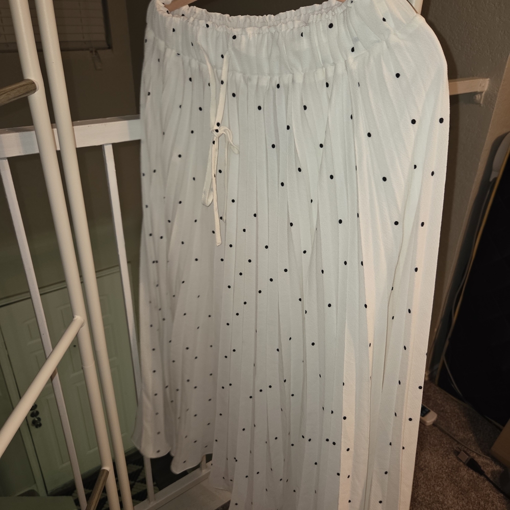 City Chic White Maxi Skirt with Black Dots